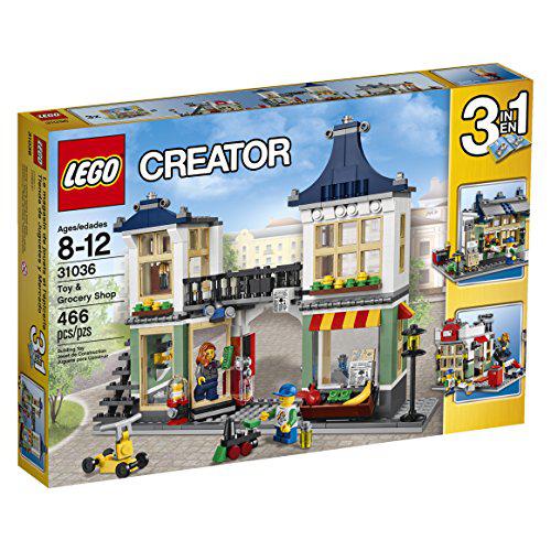 lego creator 31036 toy and grocery shop, 3-in-1 building toy set (toy store, grocery shop, or newspaper stand / post office), 4