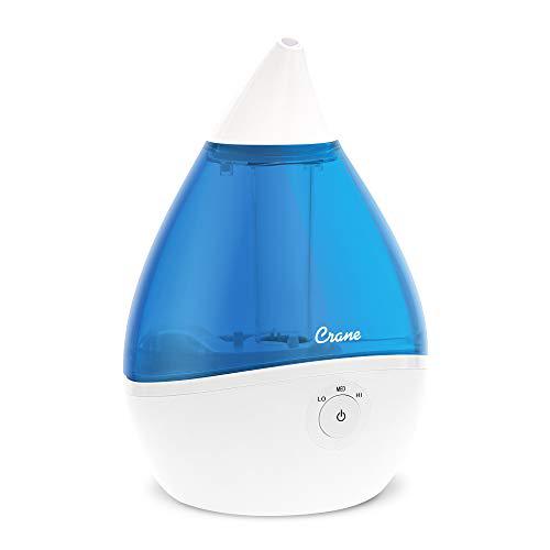 AmerTac crane filter-free droplet, cool mist humidifier, blue and white