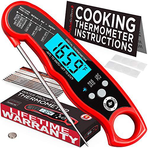 powder coat store alpha grillers instant read meat thermometer for grill and cooking. upgraded with backlight and waterproof body. best ultra fas
