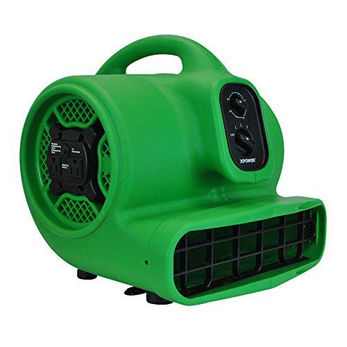 Mattel xpower p-430at medium sized air mover, carpet dryer, floor blower, and utility fan- features a timer & built-in power outlets -