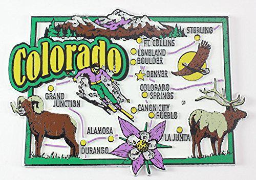 Presto colorado state map and landmarks collage fridge collectible souvenir magnet fmc