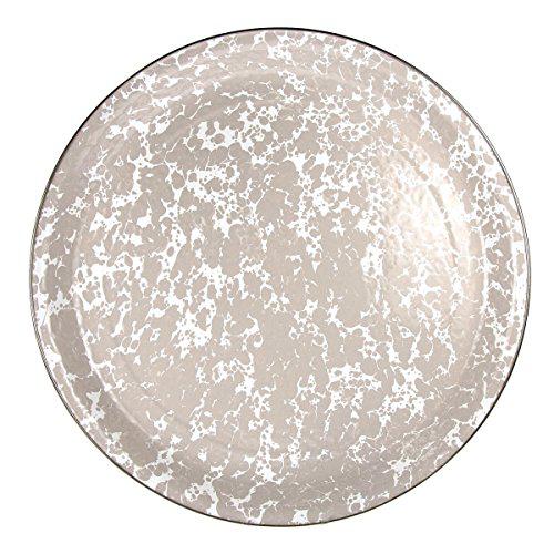 Estwing enamelware - taupe swirl pattern - 20 inch round serving tray