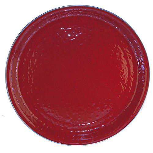 Golden Rabbit enamelware - red on red texture pattern - 20 inch round serving tray