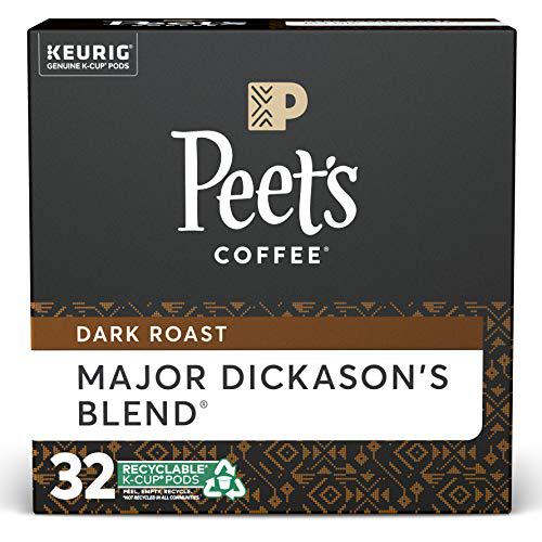 Home Revolution peet's coffee major dickason's blend, dark roast, 32 count single serve k-cup coffee pods for keurig coffee maker