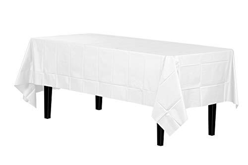 StarMall exquisite 12-pack premium plastic tablecloth 54 inch. x 108 inch. rectangle table cover-white