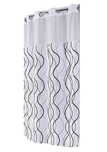 Big Betty Hookless Waves Sheer, Shower Curtain With Sheer Window