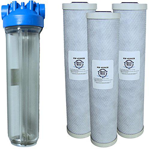 Hog Wild kleenwater premier4520cl chlorine whole house water filter system multi-pack - 1 inch inlet/outlet - transparent housing - 7 gp