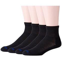 medipeds men's 8 pack diabetic quarter socks with non-binding top, black, shoe size: 7-10