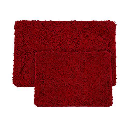 Lavish Home bedford home 2 piece memory foam shag bath mat set - burgundy