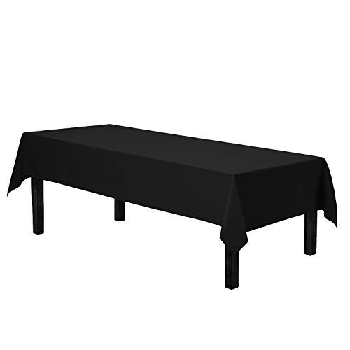 gee di moda rectangle tablecloth - 60 x 102" inch - black rectangular table cloth for 6 foot table in washable polyester - grea