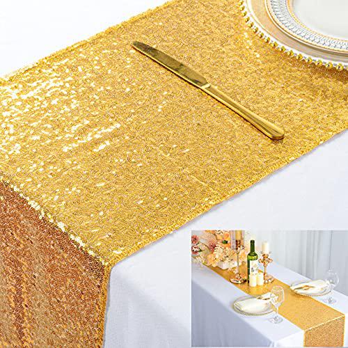 Feit Electric wholesale shinny gold sequin table runner 12''108'' gold sequin table runner for sale