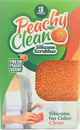 High Sierra Showerheads peachy clean silicone scrubber (qty 3) - kitchen and dish scrubber (peach fragrance)