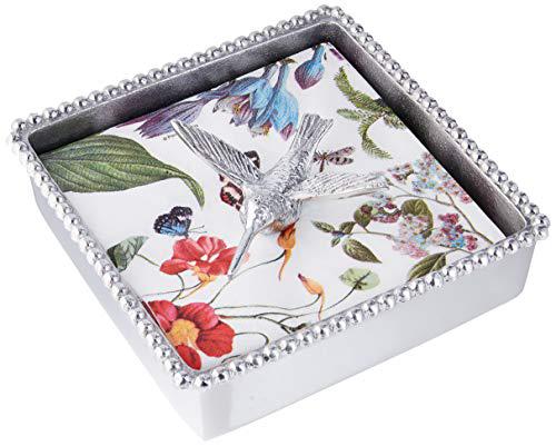 Topenca Supplies mariposa 4021-c hummingbird beaded napkin box, one size, silver
