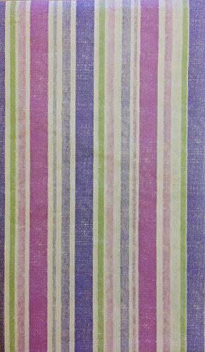 Fein easter stripes purple, pink and green vinyl flannel back tablecloth (60" round)
