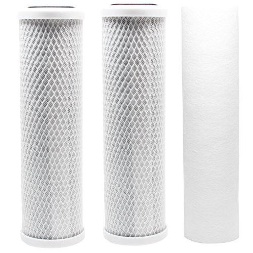 Denali Pure 3-pack replacement filter kit for krystal pure kr15 ro system - includes carbon block filters & polypropylene sediment filter -