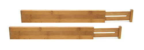 lipper international 8898 bamboo wood custom fit adjustable kitchen drawer dividers, set of 2