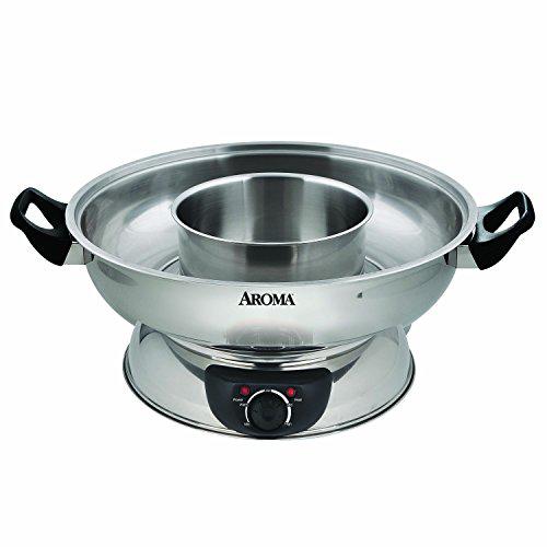 Libbey Aroma Housewares Aroma Stainless Steel Hot Pot, Silver (ASP-600), 5 quart