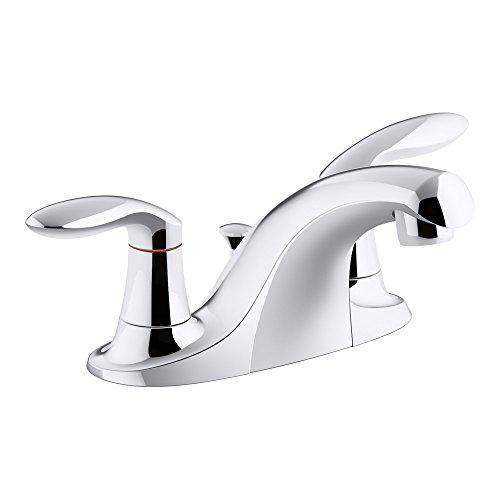 kohler k-15241-4ra-cp coralais two-handle centerset bathroom sink faucet with metal pop-up drain & lift rod, polished chrome