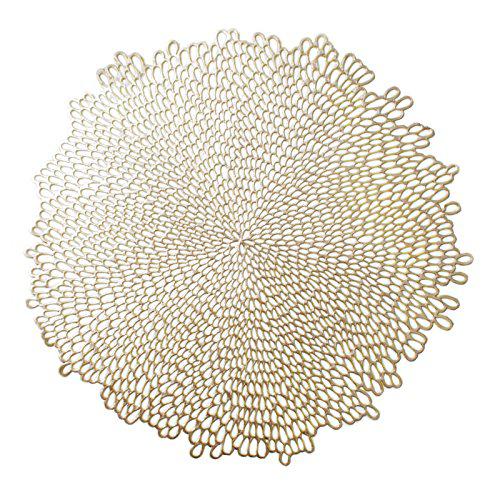 Eeboo benson mills blossom pressed vinyl placemat, (set of 4), 15.5" , gold