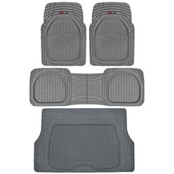 Noro motor trend 4pc gray car floor mats set rubber tortoise liners w/ cargo for auto suv trucks