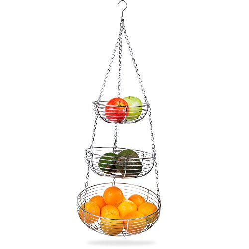 Fenix Flashlights home intuition 3-tier hanging basket heavy duty wire, round (chrome)