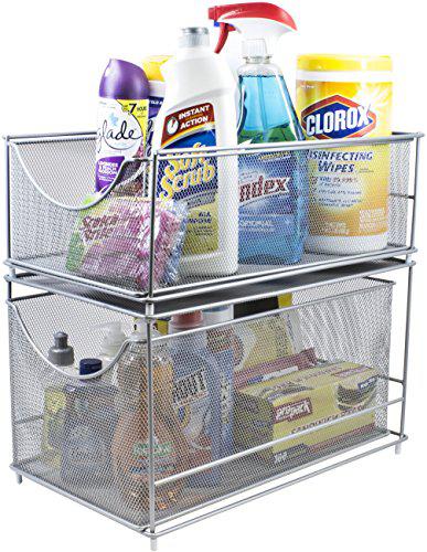 Dimple sorbus cabinet organizer set mesh storage organizer with pull out drawersideal for countertop, cabinet, pantry, under the sink,