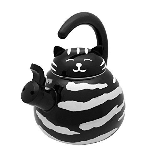 SUNSOUT INC supreme housewares gourmet art black cat enamel-on-steel whistling kettle