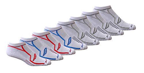 HQRP saucony men's 8-pack performance comfort fit heel tab athletic socks, white/blue/red, shoe size: 8-12 size: 10-13