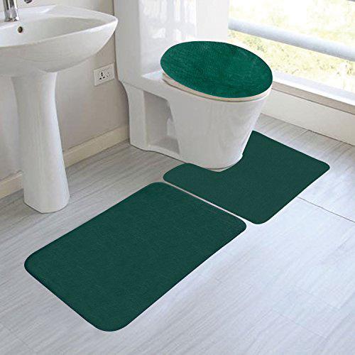 CTKcom gorgeoushomelinen (#6) set 3 piece solid asortted colors bath mat, contour rug , and lid cover, with rubber backing bathroom (h