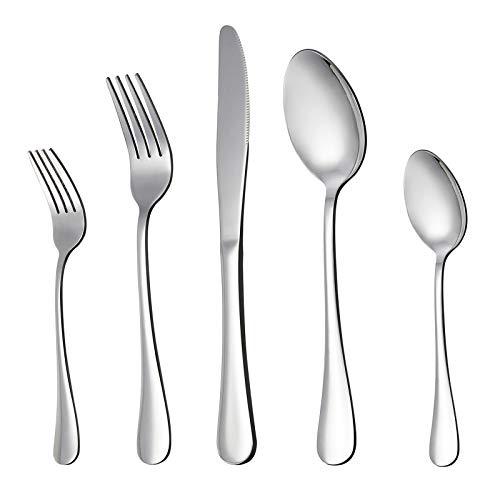 Koogel lianyu 20-piece silverware flatware cutlery set, stainless steel utensils service for 4, include knife/fork/spoon, mirror polis