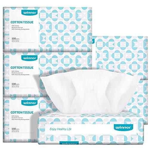 Forum Novelties dry baby wipes winner soft dry wipes 600 count cotton tissue unscented facial cotton wipes for sensitive skin (6 pack)