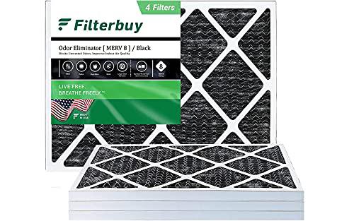 Ponte Collection filterbuy allergen odor eliminator 20x25x1 merv 8 pleated ac furnace air filter with activated carbon - pack of 4-20x25x1