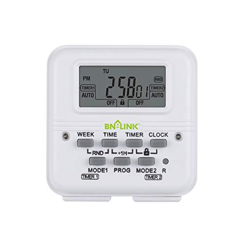 ANJUU century 7 day heavy duty digital programmable dual outlet timer - 2 independently programmable grounded outlets