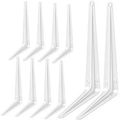 QueenTrade shelf brackets white 8 x 10 inch pack of 10 wall l-bracket supports for hanging diy shelves metal steel heavy duty strength 52l