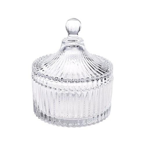 Dexas beautyflier 5" crystal castle candy dish stripe snack bowl jar fruit container jewelry storage case with ball handle banquet ho