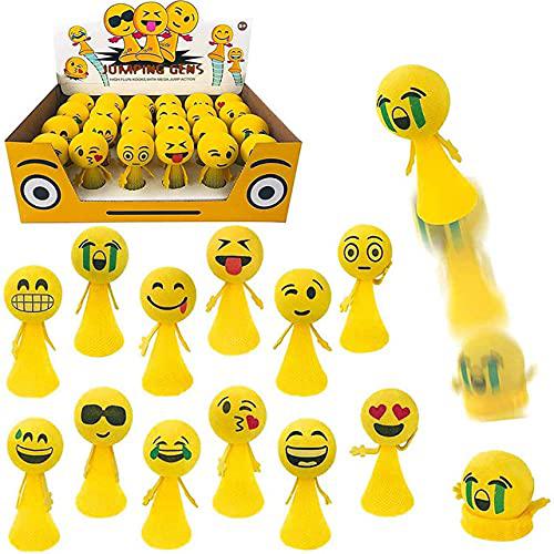Mega Construx liberty imports jumping emoji popper spring launchers toy bouncy ball party favors supplies (24 pieces)