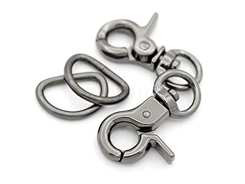 PowerSox® craftmemore lobster claw clasps trigger snap hooks 1 1/4 x 1/2  landyard swivel clip with d-rings 10 sets b4348 (gunmetal)