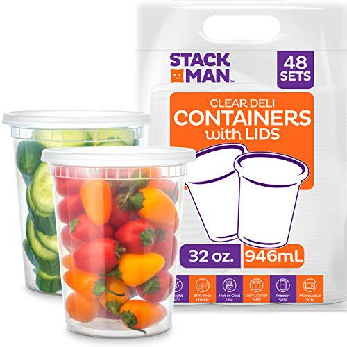 Stack Man stack man [48 pack, 32 oz] plastic deli food storage