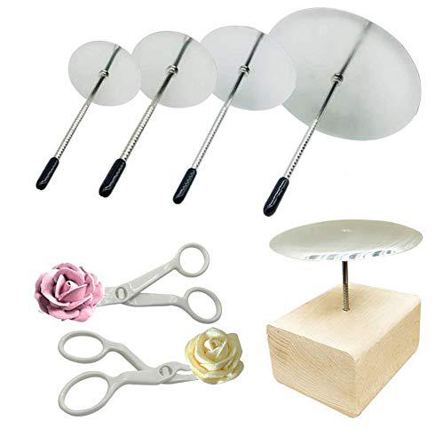 Paladone woohome 7 pcs cake decorating supplies includes 4 pcs cake flower nail, 2 pcs flower lifters and 1 pcs wood flower nails holder