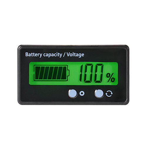 FunWhale lcd battery capacity monitor gauge meter,waterproof 12v/24v/36v/48v lead acid battery status indicator,lithium battery capacity