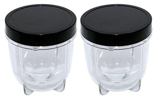 Fox River blendin 2 pack short cup with black jar lid, compatible with original magic bullet blender juicer mb1001 250w