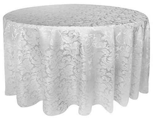 LAUCHUH tektrum heavy duty 90 inch round damask jacquard tablecloth table cover - waterproof/spill proof/stain resistant/wrinkle free -