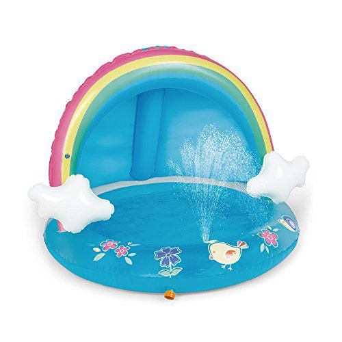 Darnell Nehemiah hiwena baby pool, rainbow splash pool with canopy, spray pool of 40 inches, water sprinkler for kids, for ages 1-3