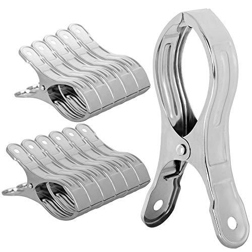 Buffalo Games & Puzzles dseap towel clips: 12 packs, 5-1/8l, jumbo stainless steel metal beach towel clips, pool cover clamps, beach chair clips, beach