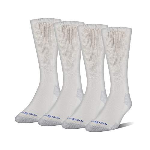 Florica medipeds men's nanoglide crew socks, 4-pack, white/grey, shoe size: 12-15