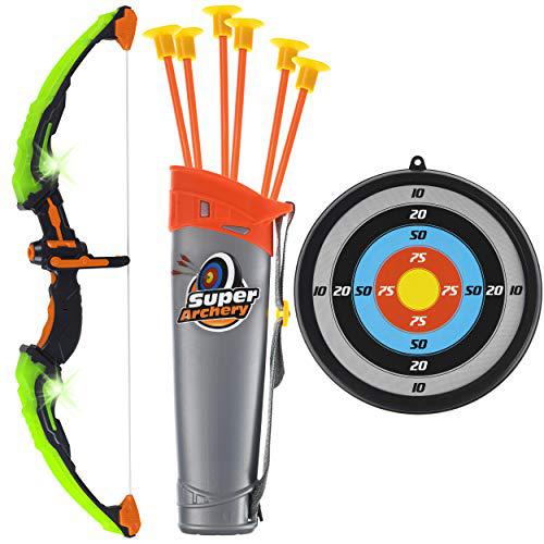 Purple Q Crafts Gobrobrand Bow Arrow Set Kids Green Light Up Archery Toy Set Includes 6 Suction Cup Arrows Target Quiver Boys Girls Ages