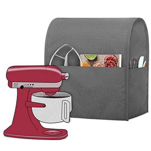 the gardener\'s friend luxja dust cover compatible with 6-8 quart kitchenaid mixers, cloth cover with pockets for kitchenaid mixers and extra accessor