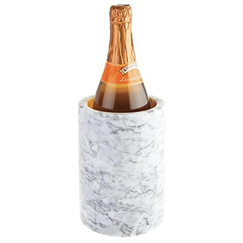 C&F Enterprises mdesign natural marble stone wine bottle cooler chiller - elegant utensil tool holder crock, decorative vase - white/gray