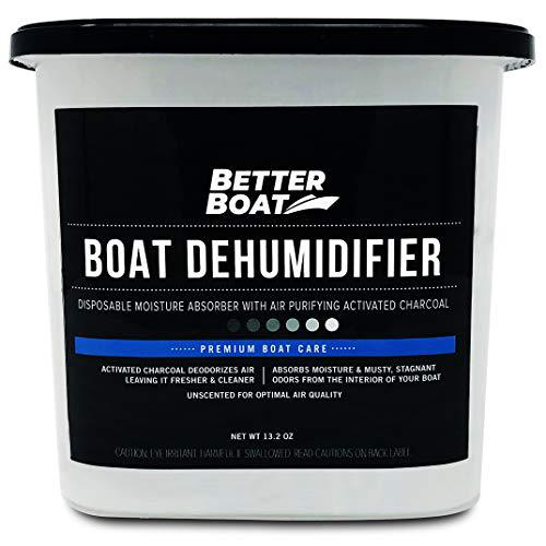 AMIGOO boat dehumidifier moisture absorber and charcoal deodorizer remove damp musty mold smell | basement closet home rv or boating