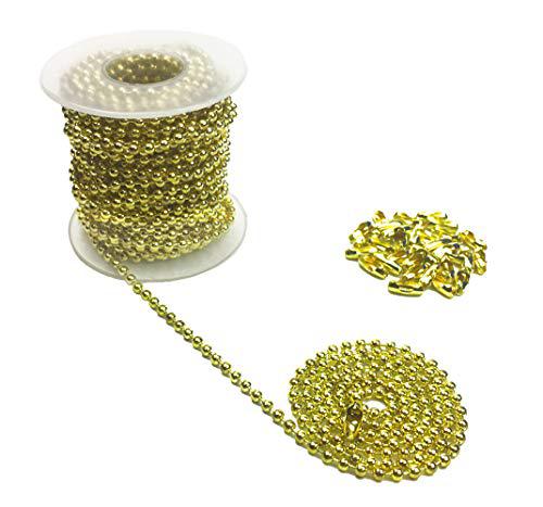 karman co hyamass 10 yards 3mm diameter brass beaded pull chain extension ceiling light fan chain with 30 matching connectors, rolled pac